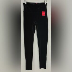 Spanx Black Velvet High Rise Leggings NWT Size L Luxe Stretch Smoothing Pull On